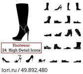 Set of 24 Footwear Icons. Set of 24 FootwearIcons in Black Color.Vector illustration. . Стоковая иллюстрация, агентство Ingram Publishing / Фотобанк Лори