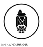 Portable GPS device icon. Thin circle design. Vector illustration. Стоковая иллюстрация, агентство Ingram Publishing / Фотобанк Лори