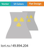 Nuclear station icon. Flat design. Vector illustration. Стоковая иллюстрация, агентство Ingram Publishing / Фотобанк Лори