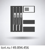 Fuel station icon on gray background, round shadow. Vector illustration. Стоковая иллюстрация, агентство Ingram Publishing / Фотобанк Лори