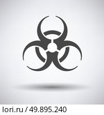 Biohazard icon on gray background, round shadow. Vector illustration. Стоковая иллюстрация, агентство Ingram Publishing / Фотобанк Лори