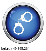 Handcuff  icon. Glossy button design. Vector illustration. Стоковая иллюстрация, агентство Ingram Publishing / Фотобанк Лори