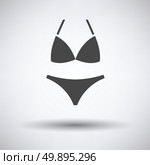 Bikini icon on gray background, round shadow. Vector illustration. Стоковая иллюстрация, агентство Ingram Publishing / Фотобанк Лори