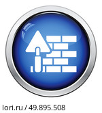 Icon of brick wall with trowel. Glossy button design. Стоковое фото, агентство Ingram Publishing / Фотобанк Лори