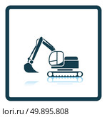 Icon of construction excavator. Shadow reflection design. Vector illustration. Стоковая иллюстрация, агентство Ingram Publishing / Фотобанк Лори