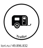 Camping family caravan car  icon. Thin circle design. Vector illustration. Стоковая иллюстрация, агентство Ingram Publishing / Фотобанк Лори