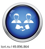 Hand shake icon. Glossy button design. Vector illustration. Стоковая иллюстрация, агентство Ingram Publishing / Фотобанк Лори