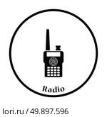 Portable radio icon. Thin circle design. Vector illustration. Стоковая иллюстрация, агентство Ingram Publishing / Фотобанк Лори