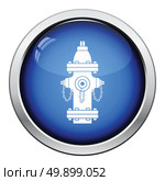 Fire hydrant icon. Glossy button design. Vector illustration. Стоковая иллюстрация, агентство Ingram Publishing / Фотобанк Лори