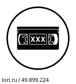 Video cassette with adult content icon. Thin circle design. Vector illustration. Стоковая иллюстрация, агентство Ingram Publishing / Фотобанк Лори