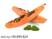 Fresh and tasty papaya on white background. Стоковое фото, агентство Ingram Publishing / Фотобанк Лори