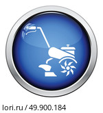 Garden tiller icon. Glossy button design. Vector illustration. Стоковая иллюстрация, агентство Ingram Publishing / Фотобанк Лори