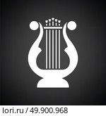 Lyre icon. Black background with white. Vector illustration. Стоковая иллюстрация, агентство Ingram Publishing / Фотобанк Лори