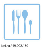 Silverware set icon. Blue frame design. Vector illustration. Стоковая иллюстрация, агентство Ingram Publishing / Фотобанк Лори