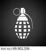 Defensive grenade icon. Black background with white. Vector illustration. Стоковая иллюстрация, агентство Ingram Publishing / Фотобанк Лори