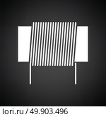 Inductor coil icon. Black background with white. Vector illustration. Стоковая иллюстрация, агентство Ingram Publishing / Фотобанк Лори
