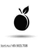 Peach icon. White background with shadow design. Vector illustration. Стоковая иллюстрация, агентство Ingram Publishing / Фотобанк Лори