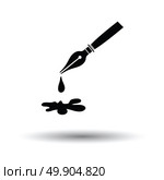 Fountain pen with blot icon. White background with shadow design. Vector illustration. Стоковая иллюстрация, агентство Ingram Publishing / Фотобанк Лори