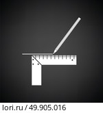 Pencil line with scale icon. Black background with white. Vector illustration. Стоковая иллюстрация, агентство Ingram Publishing / Фотобанк Лори