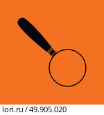 Magnifying glass icon. Orange background with black. Vector illustration. Стоковая иллюстрация, агентство Ingram Publishing / Фотобанк Лори