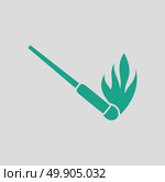 Burning matchstik icon. Gray background with green. Vector illustration. Стоковая иллюстрация, агентство Ingram Publishing / Фотобанк Лори