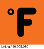 Fahrenheit degree icon. Orange background with black. Vector illustration. Стоковая иллюстрация, агентство Ingram Publishing / Фотобанк Лори