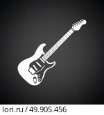Electric guitar icon. Black background with white. Vector illustration. Стоковая иллюстрация, агентство Ingram Publishing / Фотобанк Лори