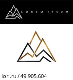 Overlapped line mountains symbol golden monochromatic sign logotypes logo. Стоковая иллюстрация, агентство Ingram Publishing / Фотобанк Лори