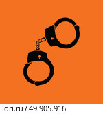 Handcuff  icon. Orange background with black. Vector illustration. Стоковая иллюстрация, агентство Ingram Publishing / Фотобанк Лори