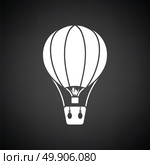 Hot air balloon icon. Black background with white. Vector illustration. Стоковая иллюстрация, агентство Ingram Publishing / Фотобанк Лори