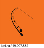 Icon of curved fishing tackle. Orange background with black. Vector illustration. Стоковая иллюстрация, агентство Ingram Publishing / Фотобанк Лори