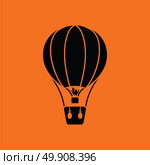 Hot air balloon icon. Orange background with black. Vector illustration. Стоковая иллюстрация, агентство Ingram Publishing / Фотобанк Лори