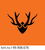 Deer's antlers  icon. Orange background with black. Vector illustration. Стоковая иллюстрация, агентство Ingram Publishing / Фотобанк Лори