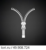 Sewing zip line icon. Black background with white. Vector illustration. Стоковая иллюстрация, агентство Ingram Publishing / Фотобанк Лори