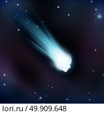 Crash and burn concept as an idiom for burnout in business or life with a falling meteor in space shaped as a human head as a metaphor for personal failure or exhaustion in a 3D illustration style. Стоковое фото, агентство Ingram Publishing / Фотобанк Лори