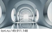 AI Generative Retrofuturism interior of the building, free space bright spacious corridor. Стоковое AI-видео, аниматор Spirit River / Фотобанк Лори