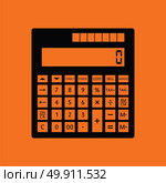 Statistical calculator icon. Orange background with black. Vector illustration. Стоковая иллюстрация, агентство Ingram Publishing / Фотобанк Лори