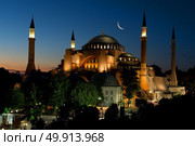 View of Hagia Sophia after sunset, Istanbul Turkey. Стоковое фото, агентство Ingram Publishing / Фотобанк Лори