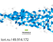 abstract blue geometric background with polygonal triangles, cube pattern.Template design with color triangle for brochure, leaflet, flyer design. Vector Illuatration. Стоковая иллюстрация, агентство Ingram Publishing / Фотобанк Лори