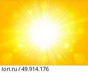 yellow orange summer sun light burst. glittering summer sun, background with copy space, Vector Illustration. Стоковая иллюстрация, агентство Ingram Publishing / Фотобанк Лори