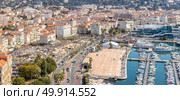 aerial view of Le Suquet- the old town and Port Le Vieux of Cannes, France. Стоковое фото, агентство Ingram Publishing / Фотобанк Лори