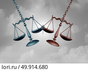 Legal battle lawsuit concept as two justice scales hitting each other as a justice court fight symbol representing a lawyer or attorney representation services with 3D illustration elements. Стоковое фото, агентство Ingram Publishing / Фотобанк Лори