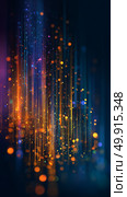 Abstract Colorful Light Design With Flowing Lines and Glowing Dots in Dark Background. Стоковое AI-изображение, AI-художник Юлия Гапеенко / Фотобанк Лори