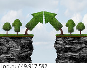 Business growth meeting and world trade or global economic growth concept as a financial and international finance success as growing arrow trees connecting together with 3D illustration elements. Стоковое фото, агентство Ingram Publishing / Фотобанк Лори