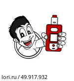 man holding vaporizer mod - electric cigarette. man holding vaporizer mod - electric cigarette vape life vector. Стоковая иллюстрация, агентство Ingram Publishing / Фотобанк Лори