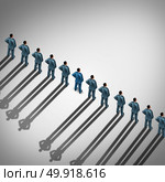 Difficult employee and incompatible disruptive worker behavior as a business and corporate concept as a group of businessmen with one individual casting no shadow in a 3D illustration style. Стоковое фото, агентство Ingram Publishing / Фотобанк Лори