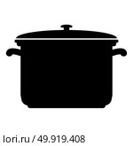 Saucepan black icon . Стоковое фото, агентство Ingram Publishing / Фотобанк Лори