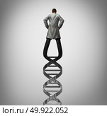 Genetics doctor and biotechnology researcher or genetisist concept as a scientist shaped as a DNA strand as a genome research symbol with 3D illustration elements. Стоковое фото, агентство Ingram Publishing / Фотобанк Лори
