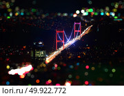 Istanbul Nights, Istanbul Turkey Fatih Sultan Bridge. Стоковое фото, агентство Ingram Publishing / Фотобанк Лори