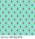 Christmas vector seamless pattern with trees and snow. Xmas simple texture. Wrapping paper. Vector illustration. Стоковая иллюстрация, агентство Ingram Publishing / Фотобанк Лори